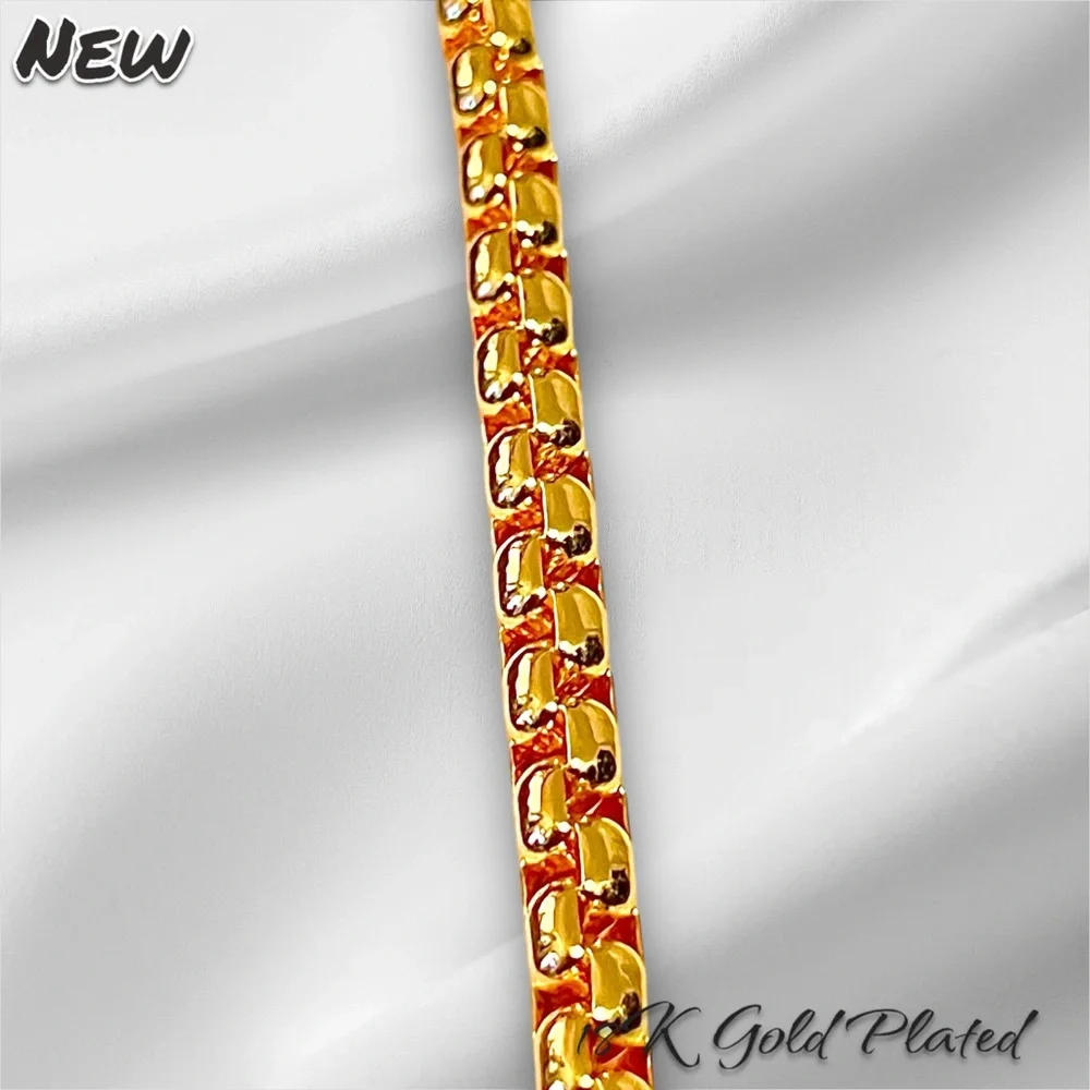 New 18K Gold 4mm Round Box Chain Bracelet Unisex